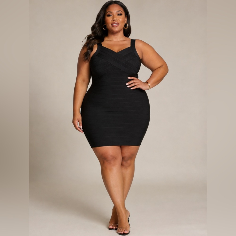 Torrid NWOT Black Bandage Bodycon V-Neck Mini Dress